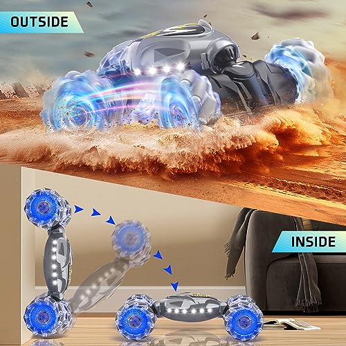 Terucle RC Cars, 2.4Ghz 4WD New Gravity Gesture Sensing Remote Control Car Toys, RC Stunt Twust Car Toys for 6-12 yr Boys & Girls, RC Drift Car with Light Music Best Gift for Kids Age 7 8 9 10 11 yr
