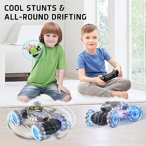 Terucle RC Cars, 2.4Ghz 4WD New Gravity Gesture Sensing Remote Control Car Toys, RC Stunt Twust Car Toys for 6-12 yr Boys & Girls, RC Drift Car with Light Music Best Gift for Kids Age 7 8 9 10 11 yr