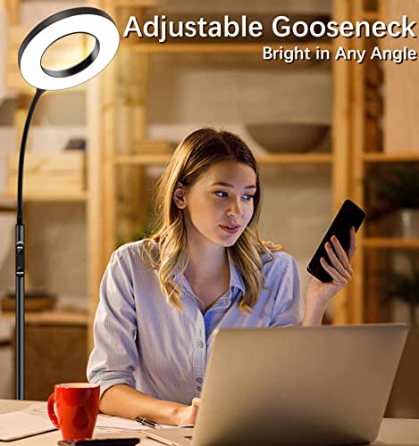 vividstarry Modern LED Floor Lamp with Remote & Touch Control, 2700K-6500K Bright Dimmable Floor Reading Lamp for Living Room/Bedroom/Office, Gooseneck Task Lights 10-100% Brightness Adjustable,Timer