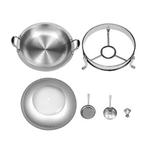 KOLHGNSE 24cm Silver Chafing Dish Buffet Set, Round Stainless Steel Chafer, Buffet Servers and Warmers Set Warming Tray with Glass Window for Wedding, Parties, Banquet, Events