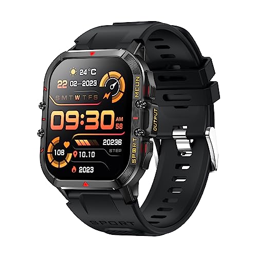 Tinwoo Smart Watch for Men Women Bluetooth Call (Answer/Dial Calls) One-Key Connection Blood Oxygen IP68 100+ Sport Modes Rugged Tactical Outdoor Smart Watches for Android and iPhone