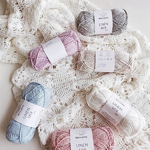 Yarn Ave 2 Balls/100g Linen Mix 19% Linen 44% Cotton 37% Viscose Soft Blended Yarn for Knitting and Crocheting Tops, Vests, Baby Projects, Fingering Weight Summer Yarn (#06 Lavender)