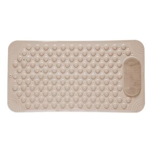 YCT Bathtub Mat Non Slip, Bath Mats for Tub, Shower Mat with Suction Cups Drainage Holes, Machine Washable, Foot Massage, Exfoliating, 27.5 x 14.2 inches, Beige