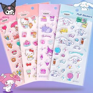 Cute Puffy Stickers for Kids Stickers 3D Waterproof Kawaii Puffy Sticker Kit for Water Bottle Phone Laptop Scrapbooking Computer for Toddlers Girls Teens Kids 4 Sheets