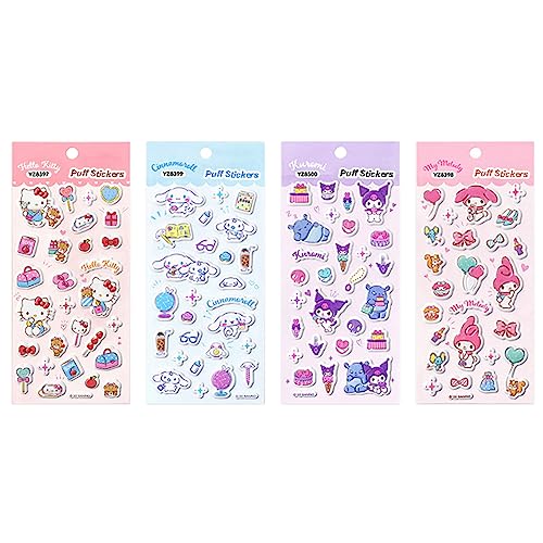 Cute Puffy Stickers for Kids Stickers 3D Waterproof Kawaii Puffy Sticker Kit for Water Bottle Phone Laptop Scrapbooking Computer for Toddlers Girls Teens Kids 4 Sheets