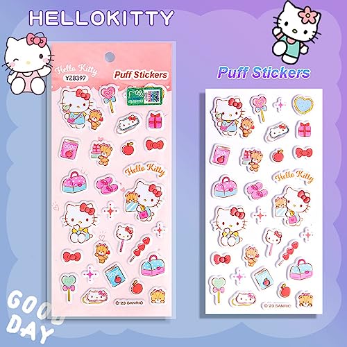 Cute Puffy Stickers for Kids Stickers 3D Waterproof Kawaii Puffy Sticker Kit for Water Bottle Phone Laptop Scrapbooking Computer for Toddlers Girls Teens Kids 4 Sheets