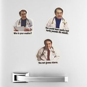 3pcs Dr. Now Kitchen Refrigerator Magnets,Dr. Nowzaradan Funny Refrigerator Magnet Diet Aid - You Not Gonna Starve, Kitchen Accessories