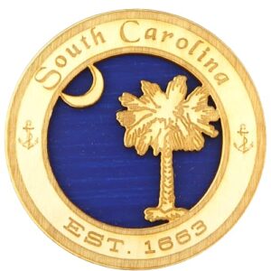 south carolina souvenir, palm tree and crescent wooden magnet, refrigerator and locker beach accessory, 3.25 inches