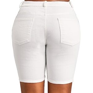 Jdkmera Women's Ripped Denim Shorts High Waisted Folded Hem Summer Casual Stretchy Short Jeans