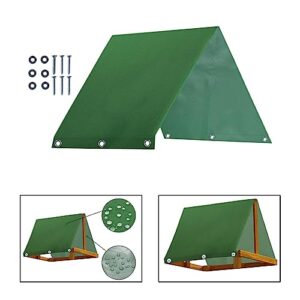 Gralara Kids Wooden Swingset Protection Cover, Backyard Playset Canopy Waterproof, with Mounting Screws, Reusable 90" x 43" Swing Set Replacement Tarp, Green