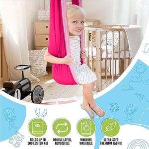 EFITOME Sensory Swing for Kids Indoor Ceiling/Outdoor Tree Hanging Kit - Therapeutic Swing for Autism, ADHD & Aspergers - Two Tone Pink Compression Swing - All Hardware Included