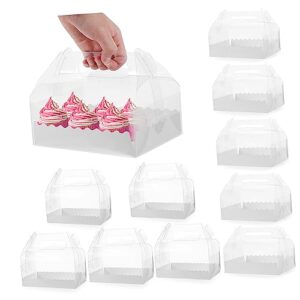 ultechnovo 10pcs box mini dessert containers clear cake box plastic dessert containers cupcake carrier cupcake boxes mini cake boxes for cake portions bakery box dessert storage box paper cup