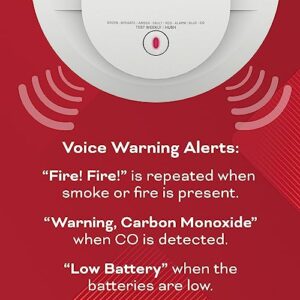 Kidde Smoke & Carbon Monoxide Detector, AA Battery Powered, Voice Alerts, LED Warning Light Indicators