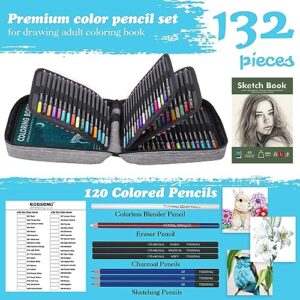 EGOSONG 132 Bright Colored Pencils Set for Kids and Adults with Artist Sketchbook, Drawing, Coloring, Shading, and Sketching Art Supplies, Strong Soft Pencil Cores, Beginner and Professional Use