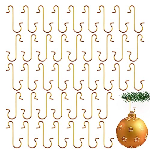 100 Pack Ornaments Hooks, Christmas Ornament Hooks, Hooks for Christmas Ornaments, Christmas Tree Hooks for Ornaments, Ornaments Hooks for Christmas Trees, Christmas Tree Decoration Hangers, Gold