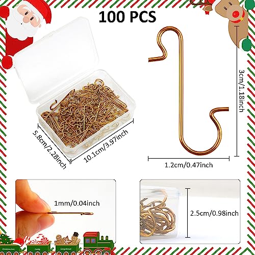 100 Pack Ornaments Hooks, Christmas Ornament Hooks, Hooks for Christmas Ornaments, Christmas Tree Hooks for Ornaments, Ornaments Hooks for Christmas Trees, Christmas Tree Decoration Hangers, Gold