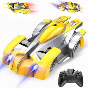 hscopter 2.4ghz wall climbing remote control car,rc cars 360° rotating stunt car with led lights rechargeable battery gift kids toys for boys girls birthday chirstams party xmas