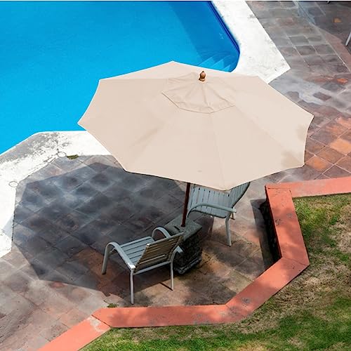 Amzbear Patio Umbrella 9 ft Replacement Canopy for 8 Rib，Patio Umbrella Replacement Canopy Market Umbrella Top Fit Outdoor Umbrella Canopy（Only the top cover） (Beige, 9ft-8 Ribs)