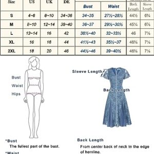 Women's Lace Formal Dress Elegant Classy Pleated A Line Fit and Flare Midi Dresses Blue