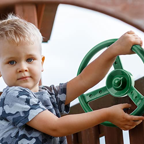 SGBETTER 3 Pack Swingset Steering Wheel Playset Accessories Toys Pirate Ship Steering Wheel for Kids Outdoor Playhouse Treehouse Playground, 3 Color (Green, Blue, Red)