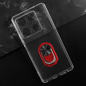 for Infinix Note 30 Pro 4G X678B Ultra Thin Phone Case + Ring Holder Kickstand Bracket, Gel Pudding Soft Silicone Phone 6.78 inches (RedRing-T)