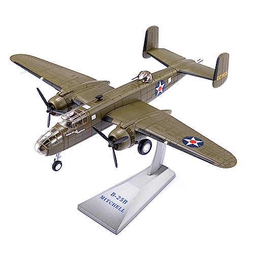 NUOTIE B-25B Mitchell Tokyo Raid 1/72 Bomber Metal Model Kits with Stand WWII Diecast Alloy Airplane Combat Plane Prebuild Military Aircraft Collection(Wispper)