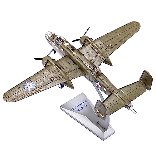 NUOTIE B-25B Mitchell Tokyo Raid 1/72 Bomber Metal Model Kits with Stand WWII Diecast Alloy Airplane Combat Plane Prebuild Military Aircraft Collection(Wispper)