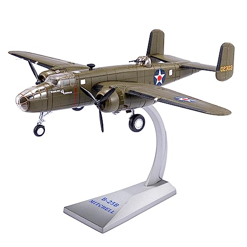 NUOTIE B-25B Mitchell Tokyo Raid 1/72 Bomber Metal Model Kits with Stand WWII Diecast Alloy Airplane Combat Plane Prebuild Military Aircraft Collection(Wispper)