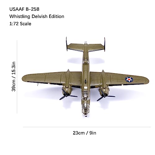 NUOTIE B-25B Mitchell Tokyo Raid 1/72 Bomber Metal Model Kits with Stand WWII Diecast Alloy Airplane Combat Plane Prebuild Military Aircraft Collection(Wispper)