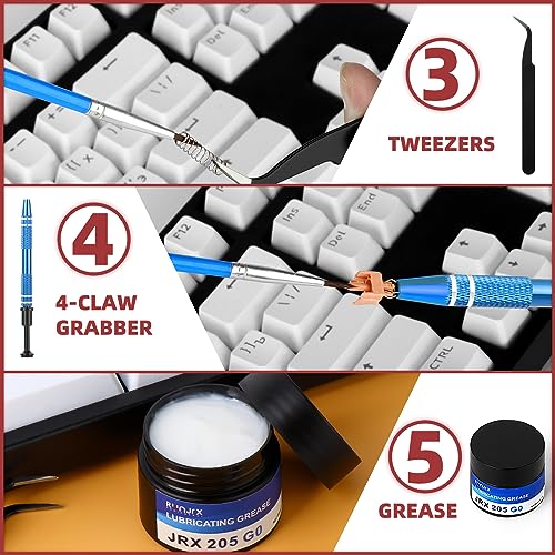 YIMAGUJRX RUNJRX Keyboard Lube Kit JRX 205G0 0.53oz/15g for Mechanical Keyboard Switch Lube, Keyboard Tools with Keycap Puller,Switch Puller,Tweezers(6 Pcs)