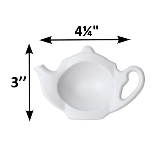 Home-X Tea Bag Holder Dishes, Set of 4 - Tea Infuser Rest, Coasters for Tea Party, Coffee Bar Accessories, and Spoon Rest - Tea Bag Saucers for Home and Kitchen, White Plastic