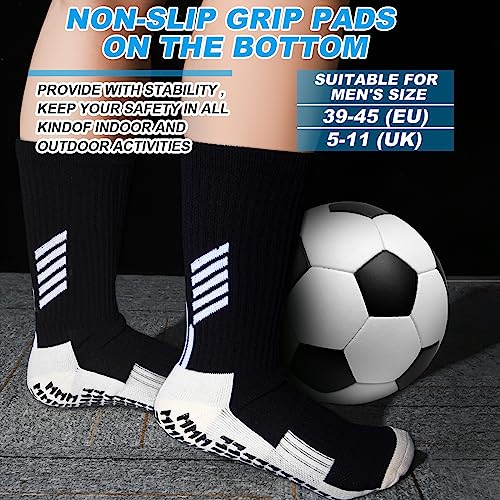 Jspupifip 4 Pair Grip Socks, Soccer Grip Socks Men Speed Ankle Anti Slip Football Sock for Women Girls Boys Youth Teen Kids(Black)