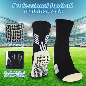 Jspupifip 4 Pair Grip Socks, Soccer Grip Socks Men Speed Ankle Anti Slip Football Sock for Women Girls Boys Youth Teen Kids(Black)