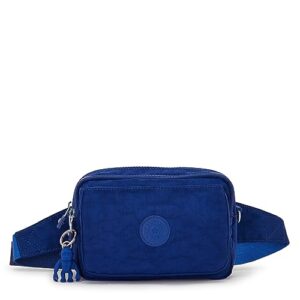 kipling women’s abanu crossbody bag, lightweight, adjustable nylon waist pack with multi-compartment zip pockets, deep sky blue