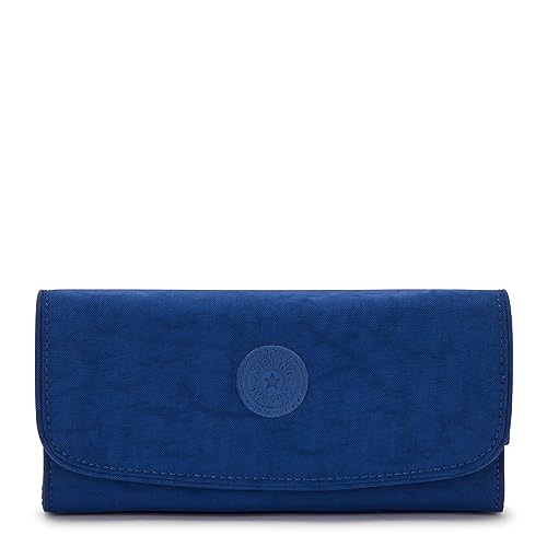 Kipling Women's Money Land, RFID Anti-Hacker Technology, Nylon Snap Wallet, Deep Sky Blue, 7.3''L x 4''H x 1.3''D