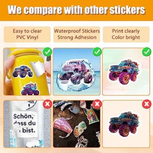 50 PCS Cool Monster Truck Stickers, Car Stickers for Kids Teens Adults, Monster Truck Party Favors, Waterproof Vinyl Stickers for Water Bottle Laptop Luggage Guitar