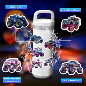 50 PCS Cool Monster Truck Stickers, Car Stickers for Kids Teens Adults, Monster Truck Party Favors, Waterproof Vinyl Stickers for Water Bottle Laptop Luggage Guitar