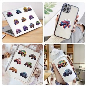 50 PCS Cool Monster Truck Stickers, Car Stickers for Kids Teens Adults, Monster Truck Party Favors, Waterproof Vinyl Stickers for Water Bottle Laptop Luggage Guitar