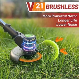 Cordless Weed Eater String Trimmer,3-in-1 Lightweight Push Lawn Mower & Edger Tool with 3 Types Blades,21V 2Ah Li-Ion Battery Powered for Garden and Yard, (Red)