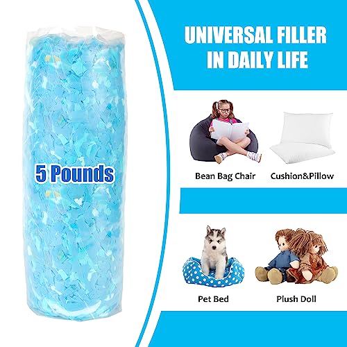 MINDELF 5lbs Shredded Memory Foam Filling, Bean Bag Filler for Bean Bag Furniture, Pillow, Pet Dog Bed, Couch Cushion, Stuffed Animals