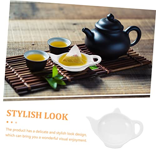 FUOYLOO 2pcs Ceramic Tea Bag Saucer Tea Bag Resting Caddy Ceramic Tea Bag Holders Tea Bag Organizer Coffee Tray Tea Pots Decorative Mini Accessories Tea Bag Storage Sushi Soy Dipping Bowls