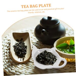 FUOYLOO 2pcs Ceramic Tea Bag Saucer Tea Bag Resting Caddy Ceramic Tea Bag Holders Tea Bag Organizer Coffee Tray Tea Pots Decorative Mini Accessories Tea Bag Storage Sushi Soy Dipping Bowls