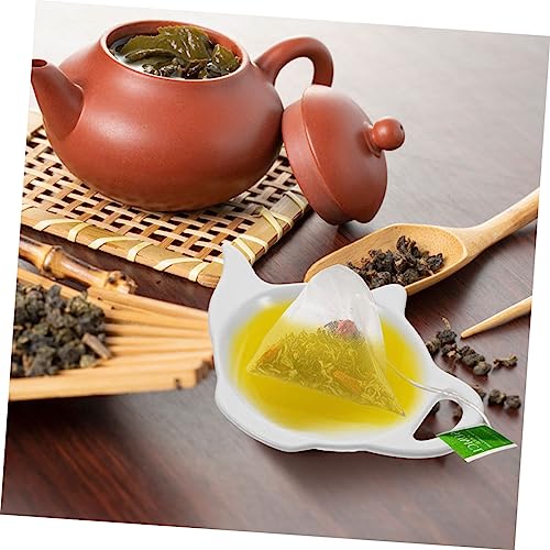 FUOYLOO 2pcs Ceramic Tea Bag Saucer Tea Bag Resting Caddy Ceramic Tea Bag Holders Tea Bag Organizer Coffee Tray Tea Pots Decorative Mini Accessories Tea Bag Storage Sushi Soy Dipping Bowls