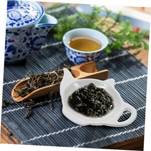 FUOYLOO 2pcs Ceramic Tea Bag Saucer Tea Bag Resting Caddy Ceramic Tea Bag Holders Tea Bag Organizer Coffee Tray Tea Pots Decorative Mini Accessories Tea Bag Storage Sushi Soy Dipping Bowls