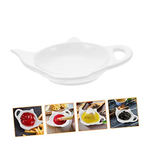 FUOYLOO 2pcs Ceramic Tea Bag Saucer Tea Bag Resting Caddy Ceramic Tea Bag Holders Tea Bag Organizer Coffee Tray Tea Pots Decorative Mini Accessories Tea Bag Storage Sushi Soy Dipping Bowls