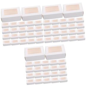 STOBOK 150 Pcs Packaging Boxes Mini Cake Box Candy Containers Mini Cake Containers Packing Containers DIY Cookie Box Bakery Box Packing Box Storage Box Carton White Travel Soap