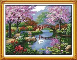 dimension cross stitch kits stamped full range of embroidery starter kits for beginners embroidery kit needlepoint kits for adults stamped cross stitch 11ct-park scenery 16.9x21.7 inch