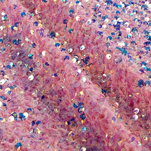 Pink Fabric with Sequins Stretch sequin Fabric Yard Sample/Swatch Pink Sequin material Fabric Stretch Fabric Squares Quilting Fabric for Dress Making Sequins Material for Sewing Spandex Glitter Fabric