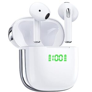 ear buds 72hrs playback bluetooth headphones wireless earbuds with dual led power display charging case earphones ipx7 waterproof stereo sound in-ear earbud with mic for phone laptop tv sport white