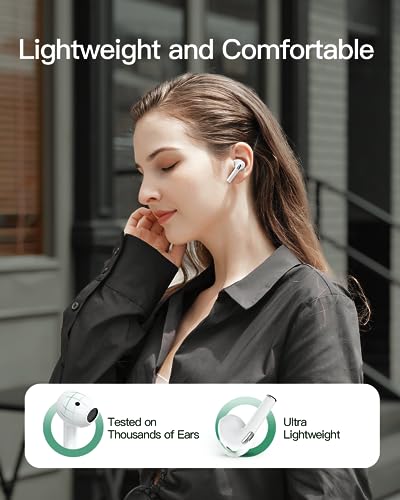 Ear buds 72Hrs Playback Bluetooth Headphones Wireless Earbuds with Dual LED Power Display Charging Case Earphones IPX7 Waterproof Stereo Sound in-Ear Earbud with Mic for Phone Laptop TV Sport White